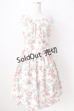 画像1: an another angelus / フラワープリントマルバックルベルトノースリーブワンピース  生成り Y-25-09-05-084-CA-OP-SZ-ZY