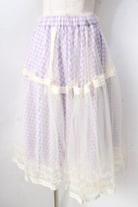 axes femme POETIQUE / ギンガムチュールスカート  ラベンダー Y-25-09-05-096-AX-SK-SZ-ZT195