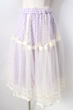 画像1: axes femme POETIQUE / ギンガムチュールスカート  ラベンダー Y-25-09-05-096-AX-SK-SZ-ZT195