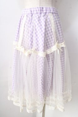 画像2: axes femme POETIQUE / ギンガムチュールスカート  ラベンダー Y-25-09-05-096-AX-SK-SZ-ZT195
