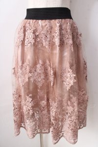 axes femme / コードレーススカート  ピンク Y-25-09-05-107-AX-SK-SZ-ZT160
