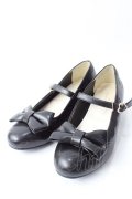 axes femme kawaii / ローヒールリボンパンプス M 黒 Y-25-09-05-018-AX-SH-SZ-ZY