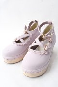 axes femme kawaii / スカラップ木底シューズ M ピンク Y-25-09-05-019-AX-SH-SZ-ZY