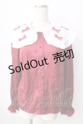 axes femme kawaii / プチリボン配色ブラウス  ワイン Y-25-09-05-020-AX-BL-SZ-ZI