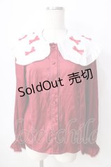 axes femme kawaii / プチリボン配色ブラウス  ワイン Y-25-09-05-020-AX-BL-SZ-ZI
