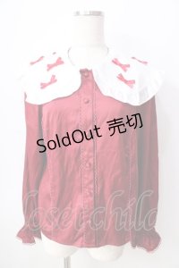 axes femme kawaii / プチリボン配色ブラウス  ワイン Y-25-09-05-020-AX-BL-SZ-ZI