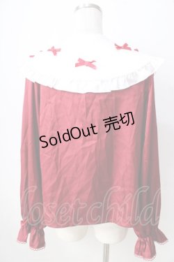 画像2: axes femme Kawaii / プチリボン配色ブラウス  ワイン Y-25-09-05-020-AX-BL-SZ-ZI