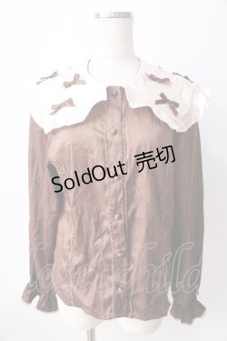 画像1: axes femme kawaii / プチリボン配色ブラウス  ブラウン Y-25-09-05-021-AX-BL-SZ-ZI