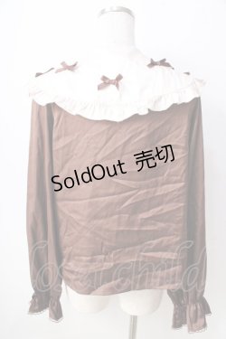 画像2: axes femme kawaii / プチリボン配色ブラウス  ブラウン Y-25-09-05-021-AX-BL-SZ-ZI