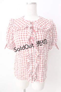 画像1: axes femme kawaii / ギンガムチェック半袖ブラウス  赤 Y-25-09-05-022-AX-BL-SZ-ZY