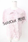 axes femme kawaii / ギンガムチェック半袖ブラウス  ピンク Y-25-09-05-023-AX-BL-SZ-ZH