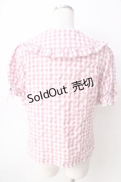 画像2: axes femme kawaii / ギンガムチェック半袖ブラウス  ピンク Y-25-09-05-023-AX-BL-SZ-ZH