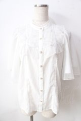 axes femme kawaii / チュールフリルブラウス  白 Y-25-09-05-025-AX-BL-SZ-ZT303