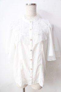 axes femme kawaii / チュールフリルブラウス  白 Y-25-09-05-025-AX-BL-SZ-ZT303