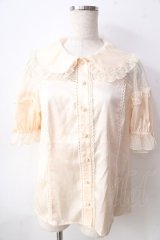 axes femme kawaii / チュール切り替えパフ袖ブラウス  生成り Y-25-09-05-026-AX-BL-SZ-ZT303