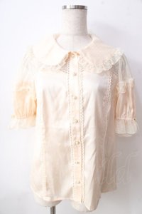 axes femme kawaii / チュール切り替えパフ袖ブラウス  生成り Y-25-09-05-026-AX-BL-SZ-ZT303