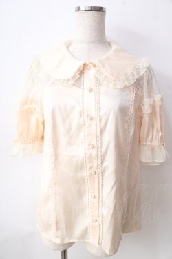 画像1: axes femme kawaii / チュール切り替えパフ袖ブラウス  生成り Y-25-09-05-026-AX-BL-SZ-ZT303