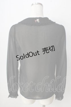 画像2: axes femme POETIQUE / 襟刺繍シアーブラウス  黒 Y-25-09-05-032-AX-BL-SZ-ZY