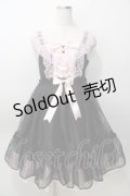 Angelic Pretty / Lovelyオーガンジージャンパースカート  黒×ピンク Y-25-09-07-035-AP-OP-SZ-ZY