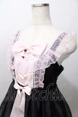 画像3: Angelic Pretty / Lovelyオーガンジージャンパースカート  黒×ピンク Y-25-09-07-035-AP-OP-SZ-ZY