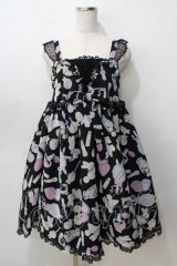 Angelic Pretty / Fluffy Puff BunnyジャンパースカートSet  黒 Y-25-09-07-036-AP-OP-SZ-ZY