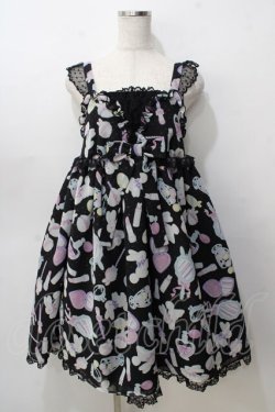 画像1: Angelic Pretty / Fluffy Puff BunnyジャンパースカートSet  黒 Y-25-09-07-036-AP-OP-SZ-ZY