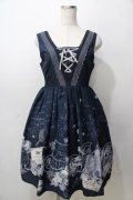 axes femme / メッセージカードパネル柄ワンピース M 紺 Y-25-09-07-044-AX-OP-SZ-ZY