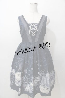 画像1: axes femme / メッセージカードパネル柄ワンピース M 紺 Y-25-09-07-044-AX-OP-SZ-ZY