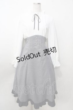 画像1: axes femme / ハイウエストドッキングワンピース  白×グレー Y-25-09-07-048-AX-OP-SZ-ZY