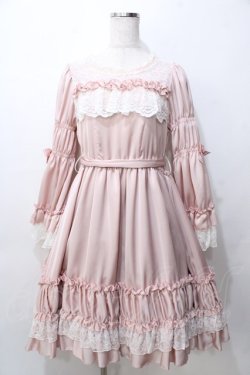 画像1: Pina sweetcollection / レーシーサテンワンピース  ピンク Y-25-09-07-053-LO-OP-SZ-ZY