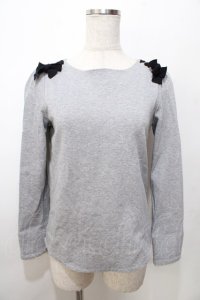 franche lippee black / 肩リボンプルオーバー M グレー Y-25-09-07-056-LO-TO-SZ-ZY