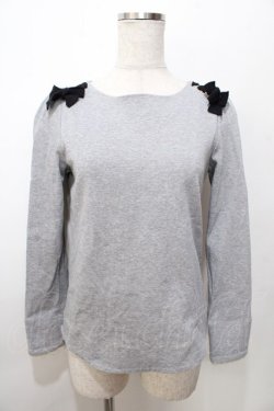 画像1: franche lippee black / 肩リボンプルオーバー M グレー Y-25-09-07-056-LO-TO-SZ-ZY