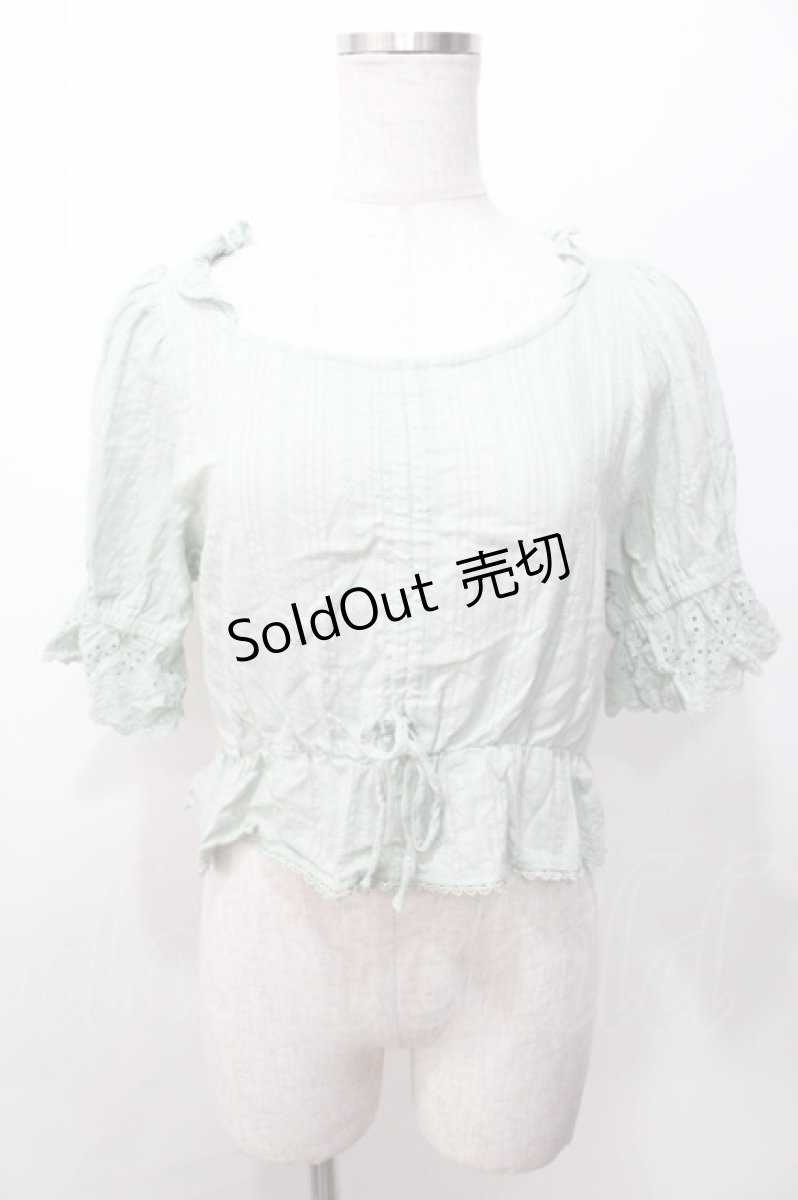 画像1: 【SALE】axes femme POETIQUE / コットンドロストフリルブラウス  ミント Y-25-09-07-063-AX-BL-SZ-ZH (1)