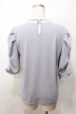 画像2: axes femme / リボン付リブトップス  ブルーグレー Y-25-09-07-064-AX-TO-SZ-ZY
