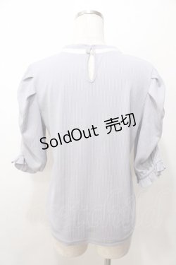 画像2: axes femme / リボン付リブトップス  ブルーグレー Y-25-09-07-064-AX-TO-SZ-ZT300