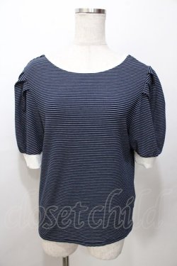 画像1: axes femme / 2WAYボーダーリブプルオーバー  紺 Y-25-09-07-066-AX-TO-SZ-ZY