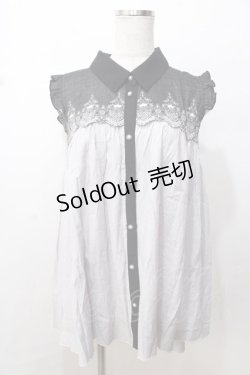 画像1: axes femme / ヨーク刺繍ノースリチュニック  グレー Y-25-09-07-067-AX-BL-SZ-ZT113