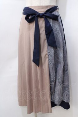 画像1: axes femme / レース切替バイカラースカート  ベージュ Y-25-09-07-073-AX-SK-SZ-ZY
