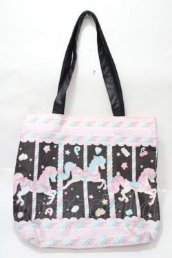 画像1: Angelic Pretty / Sugary Carnival柄ビッグトートバッグ  黒 Y-25-09-07-016-AP-BG-SZ-ZY