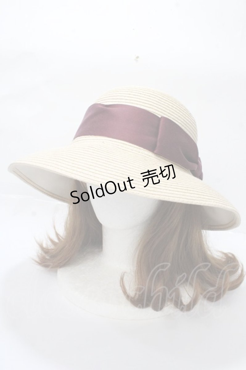 画像1: 【SALE】axes femme / 遮光生地リボンハット 57.5 ベージュ Y-25-09-07-018-AX-AC-SZ-ZTK016 (1)
