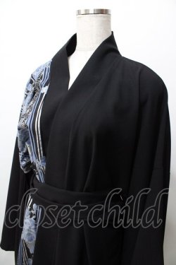 画像3: Deorart / 和柄切替着流しガウン  黒×青 Y-25-09-11-053-PU-JA-SZ-ZY