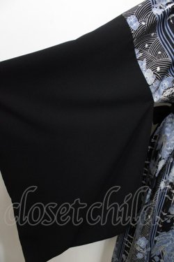 画像4: Deorart / 和柄切替着流しガウン  黒×青 Y-25-09-11-053-PU-JA-SZ-ZY