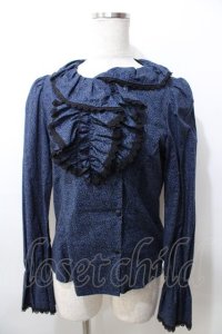 Moi-meme-Moitie / 小花柄アシンメトリーフリルブラウス 2 ブルー Y-25-09-11-007-MO-BL-SZ-ZY