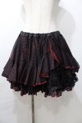 H jelly / 茨プリントストライプスカート  黒×赤 Y-25-09-11-062-HN-SK-SZ-ZY
