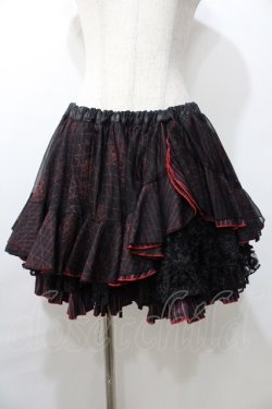 画像1: H jelly / 茨プリントストライプスカート  黒×赤 Y-25-09-11-062-HN-SK-SZ-ZY