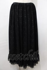 MARBLE / バッスルレース付きスカラップレースロングスカート  黒 Y-25-09-11-068-GO-SK-SZ-ZY