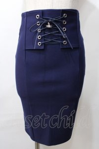 MARBLE /十字架付きあみあげタイトスカート  紺 Y-25-09-11-069-GO-SK-SZ-ZY