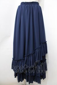 Vallee lys / "Sweet alyssum series"イレギュラーロングスカート  ネイビー Y-25-09-11-077-GO-SK-SZ-ZY