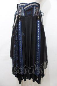 Ozz oneste / 袴デザインスカート  黒×紺 Y-25-09-11-080-OO-PA-SZ-ZY