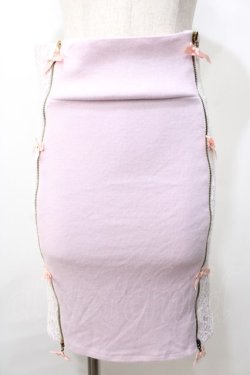 画像1: Swankiss / レース×リボンタイトスカート F ラベンダー Y-25-09-11-095-CA-SK-SZ-ZT384